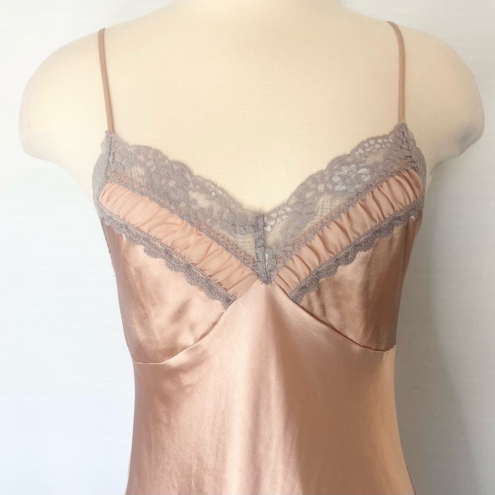 Y2K Victoria’s Secret Silky Satin Pale Pink Vintage Babydoll Chemise Slip Dress - Picture 4 of 8